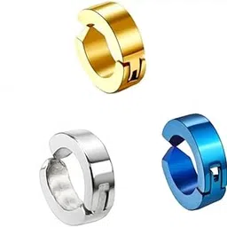 m men style Fashion Punk Non-Piercing Ear Silver, Gold, Blue Metal Earrings For Men And Women-picture-51