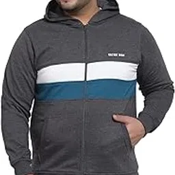 kalt Men Full Sleeve Striped Zipper Fleece Hoodie-picture-32