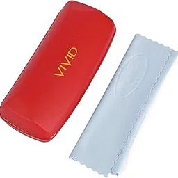 vivid Vision Unisex Adult Lightweight Eyewear Specs Case Cover | Free With Cleaning Cloth | Protect Eye Glasses | Plastic | Sunglasses | Cases | AP - 422 - Red with Cloth-picture-36