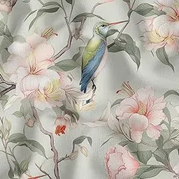 Printed Cotton Canvas Fabric by Soimoi | Bird Design - White | 56 Inch Wide | Sold by 2 Meter | Heavy Duty Craft & Upholstery Fabric-picture-10