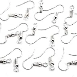 An Sunshine Jewellery Making Earring Hooks for Silk Thread Jewellery Making Silver (100 Pcs), Metal-picture-26