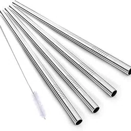 INKulture Reusable Stainless Steel Metal Straws - Pack of 04 (Straight Straw)-image-58