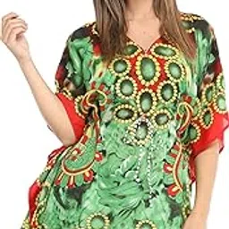 Short Kaftan with Printed Florals All-Over and Dori at Waist-image-71