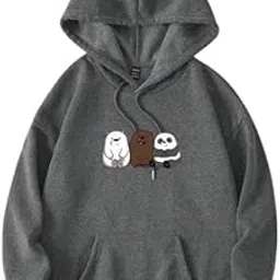 fabitto 3- Bear Print Winter Wear Warm Fabric Loose Fit Soft with Hooded Neck Long Sleeves Comfortable Kangaroo Pocket Hoodie for Women-picture-50