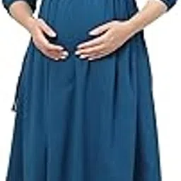ZELENA Cotton Stretch Maternity & Nursing Dress | Knee-Length Feeding Dress with Concealed Zips & Side Pocket | Pregnancy & Postpartum Friendly-picture-14