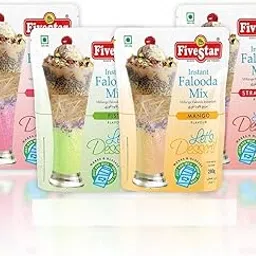 Five Star Instant Falooda Mix- Rose, Pista, Mango and Strawberry 200g Combo of 4-image-10