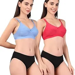 adornstar Women’s Cotton Bra and Panty Set – Soft, Skin-Friendly, Non-Padded, Wire-Free Lingerie Combo | Comfortable Innerwear (Pack of 2)-picture-49
