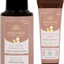 AreoVeda Stretch Marks Cream & Oil Bundle I Visibly Reduces Stretch Marks In 28 Days I Post-Delivery Skincare Kit | With CryoCoffee & Striover | Lab Tested, Ecocert Certified, & EWG Verified | Non-Greasy & Non-Sticky.-picture-23
