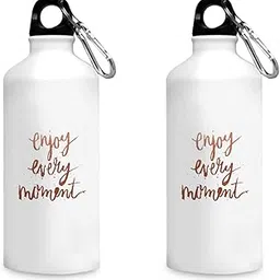 Motivate Box India Aluminum Enjoy Every Moment Printed Sipper Bottles, 750 Ml, White, 2 Piece-picture-10