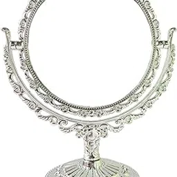 Tabletop Makeup Mirror Vintage Desktop Stand Mirror for Hotel Vanity Bedroom Silver Round | Makeup | Makeup Tools & Accessories | Makeup Mirrors-picture-24