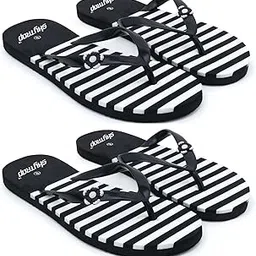 skytrap Women Black Rubber Slippers Flipflop Combo of 2-picture-17