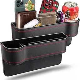 Pearo Car Side Gap Organizer|Car Accessories Interior with Mobile Holder, Bottle/Cup Holder, Card Slot|Charger Hole for Car Front Seat|Leather Storage Accessories-picture-28