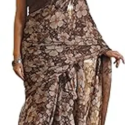 mirchi fashion Women's Chiffon Floral Printed Saree with Blouse Piece-picture-41