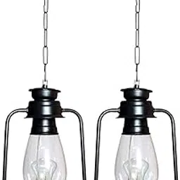 CRAFTSDEC Metal Hanging Ceiling Decorative Pendant Lantern Light Lamp (Bulb Not Included, Black, Pack of 2)-picture-25