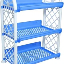 MORVI Spectra 3 Tier Plastic Multipurpose Storage Organizer-Easy to Fit, Wall Hanging Durable & Lightweight Rack for Kitchen, Bathroom,Kids & Office - Space-Saving Rack| Set of 1 | Blue-picture-27