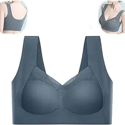bjac Women's Sports Bra Wirefree Solid Color Fix Padded Lightweight Wirefree L Size (Grey)-picture-12