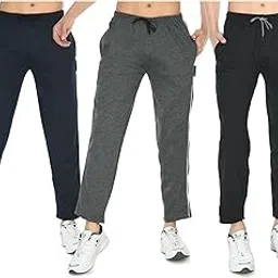 Men Solid Fleece Warm Side Piping Relaxed Fit Lower Track Pants (Pack of 3)-image-1