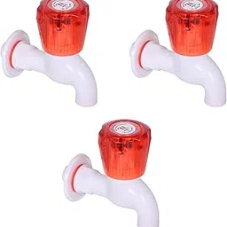 Nilsons Plastic Bib Cock Tap with Stylish Crystal Red Knob – PVC Wall Mounted Water Tap for Bathroom, Kitchen, Garden & Tank Use Pack of 3-picture-18