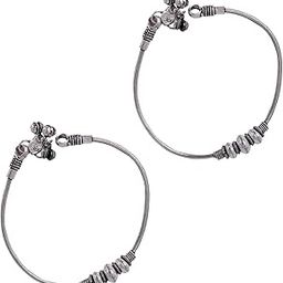teejh Sejal Silver Oxidised Anklets For Women-picture-6