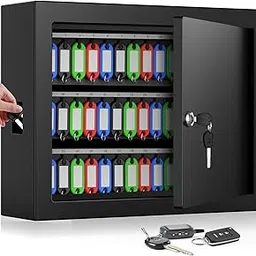 Nebakne 75 Keys Key Lock Box Wall Mount with 75 Colored Key Tags, Anti-Theft Key Box Key Cabinet with Side Opening, Key Organizer Key Safe for Home Office Garage Rental Business-picture-21