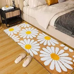 Roseate Flower Super Soft (50x120 cm) Microfibre 2000 GSM Anti Skid Runner for Bedroom/Carpets for Living Room/Kitchen Mats for Floor/Floor Mat/Bathroom Mat/Rug (Beige) Pack of 1-image-32