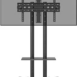 BIG VUE Mobile TV Cart with Wheels for 32-65 Inch LCD LED 4K Flat Screen TVs, Movable TV Floor Stand with Shelf Holds Up to 110 lbs | Adjustable Height Trolley Max VESA 600 x 400 mm-picture-19