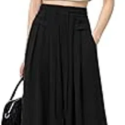 kotty Women's Solid|Drawsting|Front Pocket|Wide Leg Style|High Rise|Casual Pant-picture-51