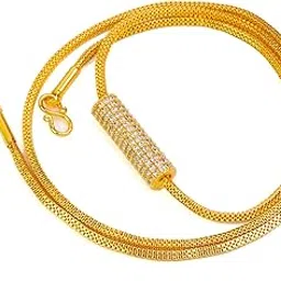 cute gold One Gram Micro Gold Plated Traditional Designer American Diamond Stone Mugappu Chain for Women & Girls (MC-1117)-picture-13