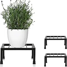 VK15 COLLECTION Metal Plant Stand for Balcony Indoor & Outdoor Use Planters Pot Stands, Rustproof Plant Riser for Planter Plant Stand, Gamla Stand, Square Stand (Black) (Pack of 2)-image-57