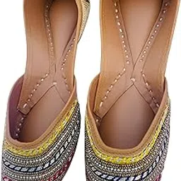 Handcrafted Ethnic Embroidered Leather Jutti – Colorful Traditional Footwear for Women-image-3