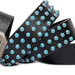 redhorns Men Casual Genuine Leather Belts For Jeans with Handcrafted Punk Rock Style Rivets Belt for Men 28-42 inch Waist (GB41A-Black)-picture-24