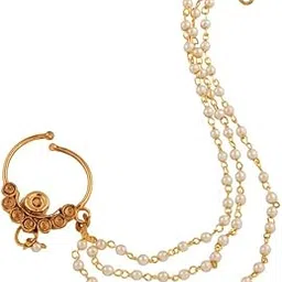 cz stone Luxurious Gold Plated Nose Ring with Kundan and CZ Design-picture-27