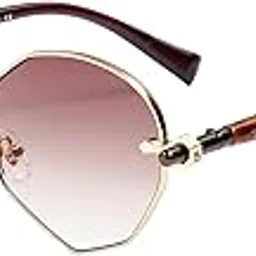 ted smith Unisex Brown Lens & Gold-Toned Oval Sunglasses-picture-41