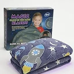 Magic Glow in The Dark Blanket, King Size, Space Theme with Rocket and Stars, Radium Luminous Bedding-picture-10
