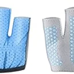THE STYLE SUTRA® Half Finger Gloves Yoga Exercise Grip Pads for Cycling Exercise Pilates M Blue | Sporting Goods | Fitness Running & Yoga | Strength Training | Gloves Straps & Hooks-picture-29