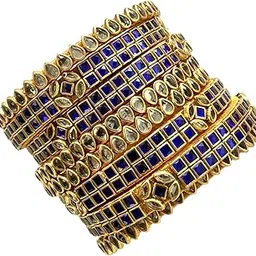 little lady boutique Silk Thread Kundan Stone Bangles For Women image 1