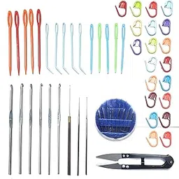 HIMMU'S FASHION HUB 69 Pieces Needle Arts Crochet Hook (Kiroshiya) Set Knitting Needle Craft Aari Embroidery Needles Weaving Plastic Needle Yarn Sewing Tools (Pack of 69 PCS)-picture-23