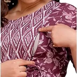 Maternity Feeding Kurtis for Women Cotton – Zip Access Nursing Dress | Comfortable Pregnancy Wear | Stylish Feeding Kurti | Soft Cotton Maternity Dresses for Womens-picture-18
