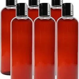 Hunky Dory 12pcs 200ml Amber Empty Plastic Bottles Refillable Travel Size Cosmetic Containers Small Leak Proof Squeeze Bottles with Black Flip Top Cap for Toiletries,Shampoo. (Pack of 12)-image-66