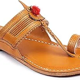 korakari Men's Leather Kolhapuri Chappal with Jari Braids Yellow Handcrafted Slipper Flip Flops Durable Sandal Anti Slip Design Traditional Footwear-picture-36
