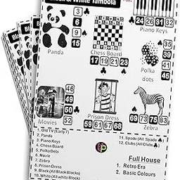 Diffrent Theme Tambola Tickets - English (Black and White Theme) | Fun Game for Kitty Party & Events | Bingo Housie Game (Set of 15 Tickets)-picture-16