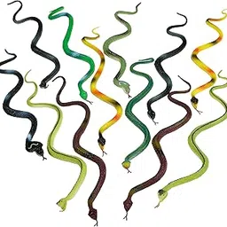 Playbees Rubber Toy Snakes - 12-Pack - 14 Inches - Assorted Lifelike Toy Snake, Realistic Serpents for Kids, Events, and Gags, Flexible and Float to Prank Friends and Family-picture-41