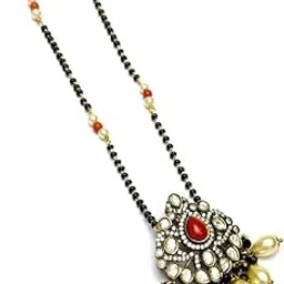 mairah Red Stone Kundan Style Mangalsutra with White Pearls-picture-27