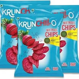 KRUNCHILLO - Beetroot Chips Mint Flavour |Healthy Snacks | High Protein | Source of Fiber |Assorted Pack | 50% Less oil Vaccum Cooked (25g- Pack of 3)-picture-21