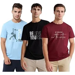 nobero Men's Graphic Printed Regular Fit Cotton T-Shirt (Pack of 3)-picture-11