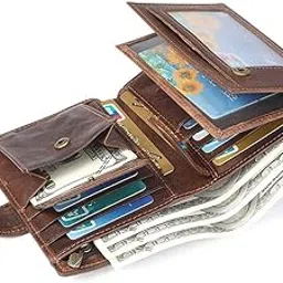 merishopp Trifold Wallet Zip Coin Pocket Purse Zip Minimalist Mens coffee| Mens Accessories | Backpacks, Bags & Briefcases|1 Piece Leather Wallet-picture-50