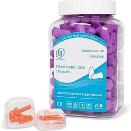 LYSIAN Slim Size Foam Ear Plugs for Small Ear Canals Women, Kids, 100 Pairs, 35dB SNR Noise Canceling Earplugs for Sleeping, Work and Study (Purple)-picture-21