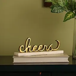 DCI Cheers Word Sign Decor | Marble base Cheers showpiece | Home Decorative cheers tabletop sign Gold Cheers Sign With Marble base| Home Decor cheers sign Board-picture-24