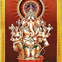 zig zag Lord Ganesha Ganpati Ji Drishti Nazar Photo Frame For Wall/Table/Pooja Room (7x9 inches, Acrylic Glass) Golden-picture-52