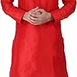 sadree Men's Silk Blend|Classic|Occassion|Ethinic|Full Sleeve|Mandirn Collor|Knee Length|Solid Colour|Light Weight|Comfort|Regular Fit Kurta Pyjama Set-picture-20